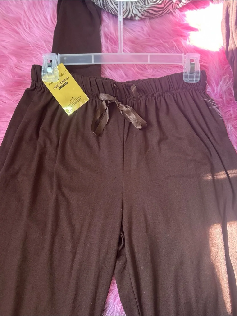Baby Phat Brown Zebra Print 2 Piece Pajama Set Women’s Medium NWT
